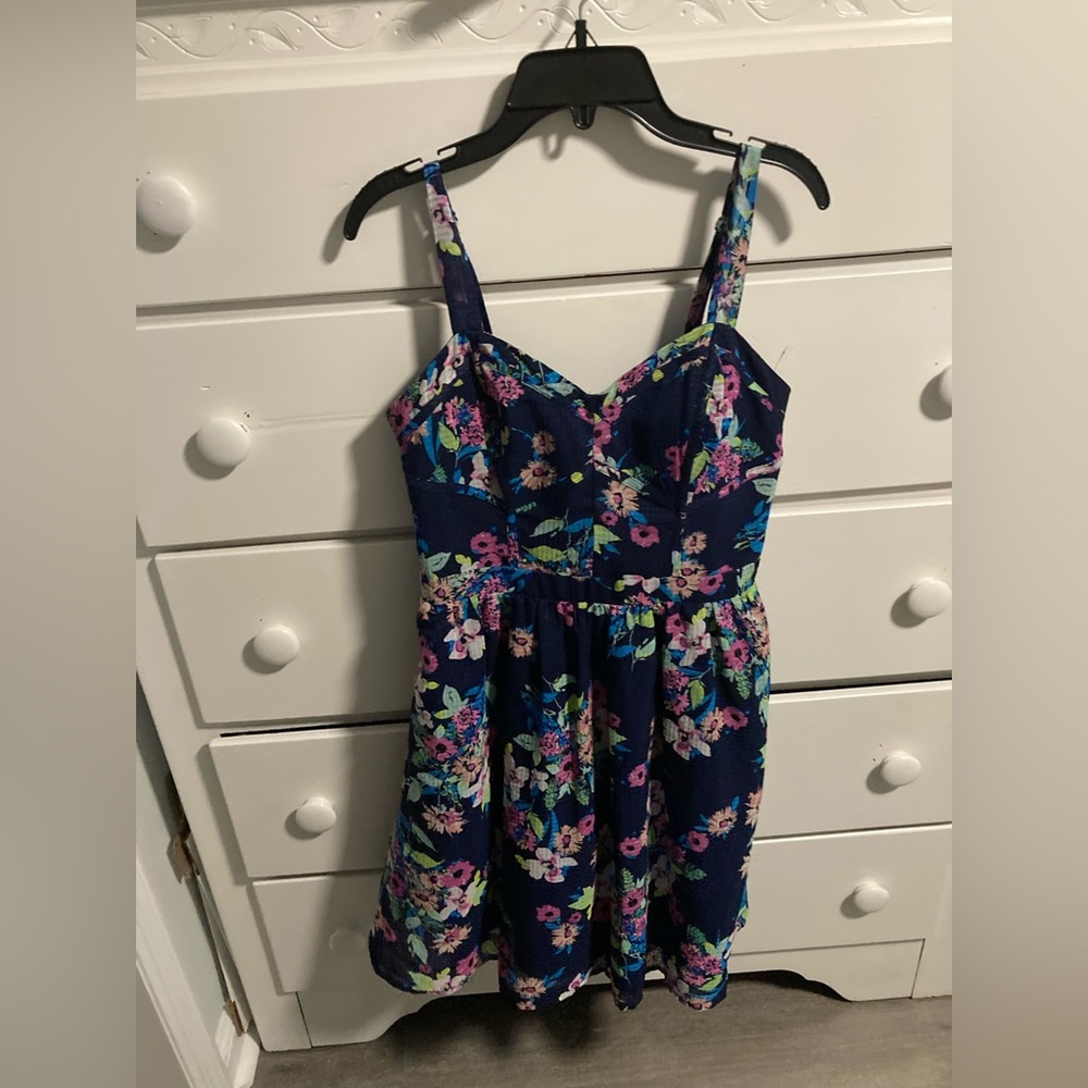 Candies Dress - Women's Blue, purple, Roses, Wide strap tank Size M